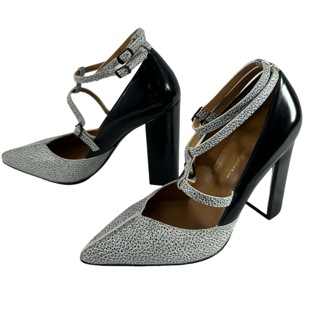 Women  genuine PHILLIP LIM chunky heels shoes 35.5 5 black white two tone